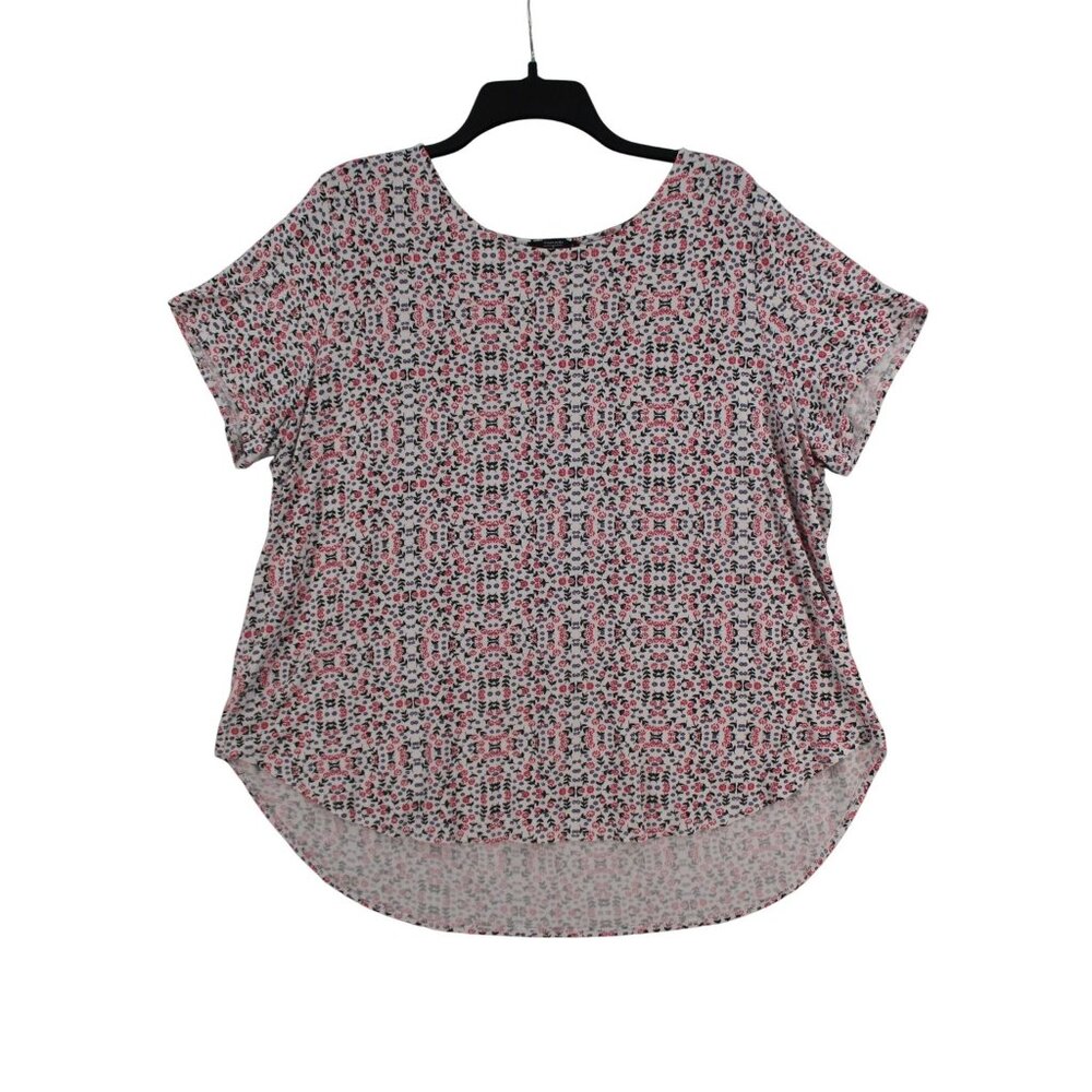 Tahari Woman Floral Print Short Sleeve Blouse Size 2X
